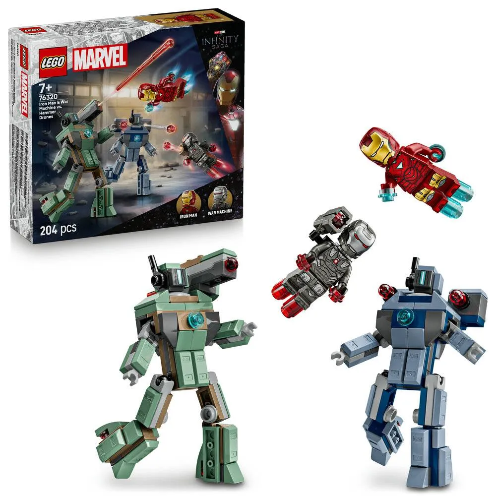 LEGO Marvel Iron Man e Máquina de Guerra contra Drones Hammer - 76320