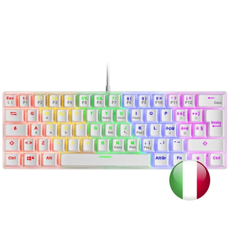 Mars Gaming MK60 Teclado Mecânico Branco FRGB Switch Marrón Layout Italiano