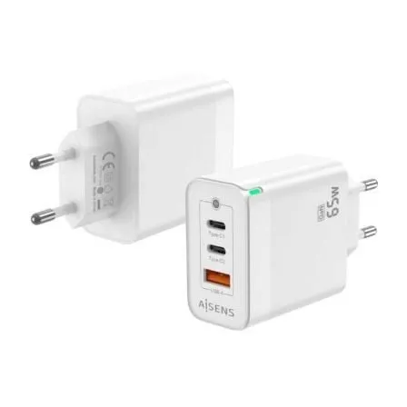 Carregador GaN de Parede ASCH-65W3P007-W Aisens Branco