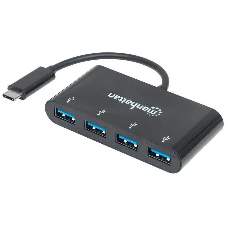 Hub Manhattan 4 portas 5 Gbps USB 3.0 Type-C HB30C4AB compacto portátil