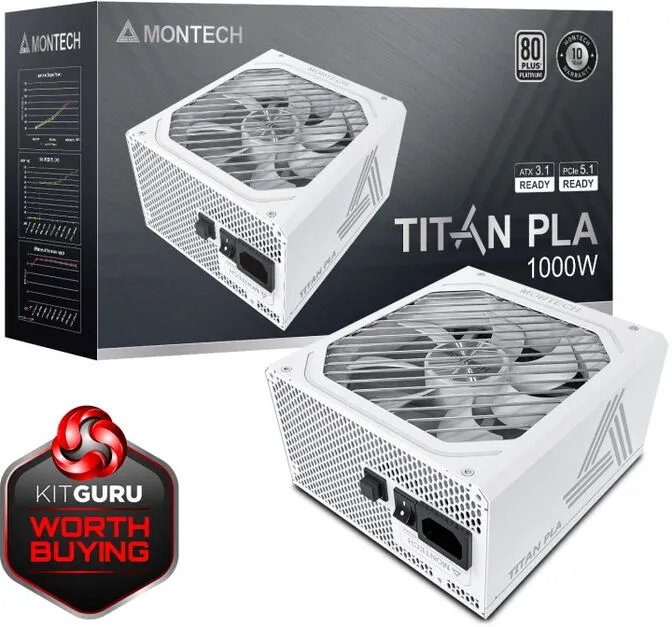 Fonte Montech Titan PLA 1000W 80 Plus Platinum PCIE5 (Cybenetics Platinum)
