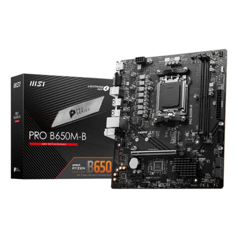Placa mãe MSI B650 AM5 Micro ATX PRO B650M-B DDR5 LAN 2.5G HDMI M.2 Gen4 Áudio 7.1