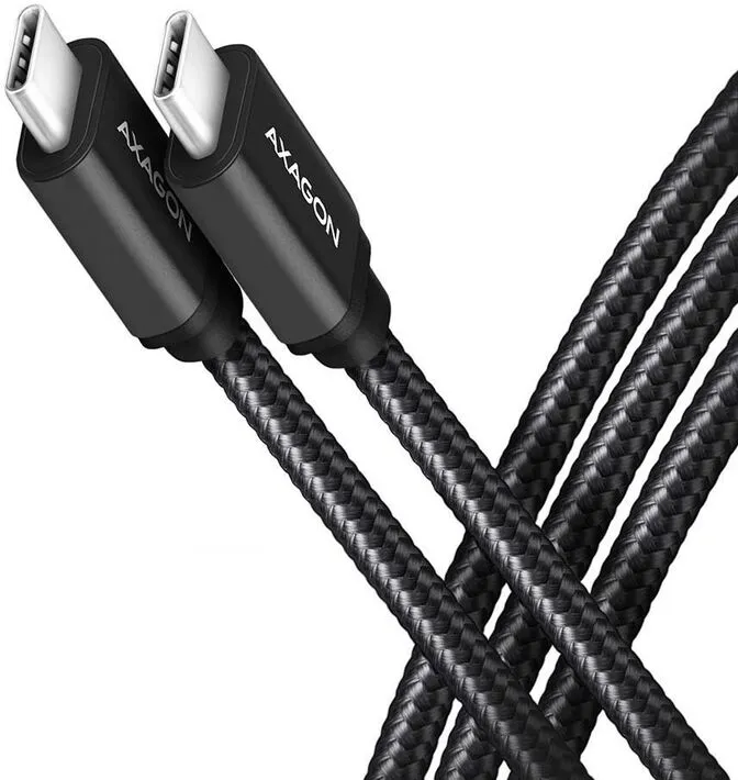 Cabo de carregamento AXAGON BUCM3-CM15AB USB-C <-> USB-C 3.2 Gen 1, 1.5m, PD 60W, 3A, ALU, braid, Preto