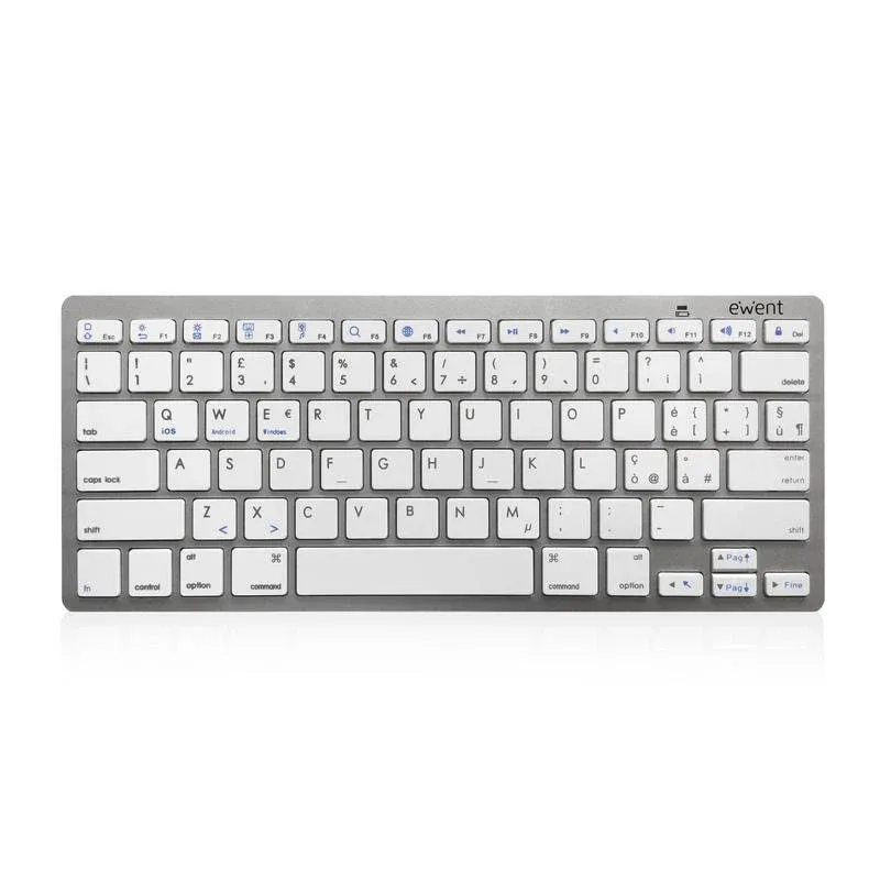 Teclado Ewent EW3160 Bluetooth 3.0+HS sem fios italiano prata branco