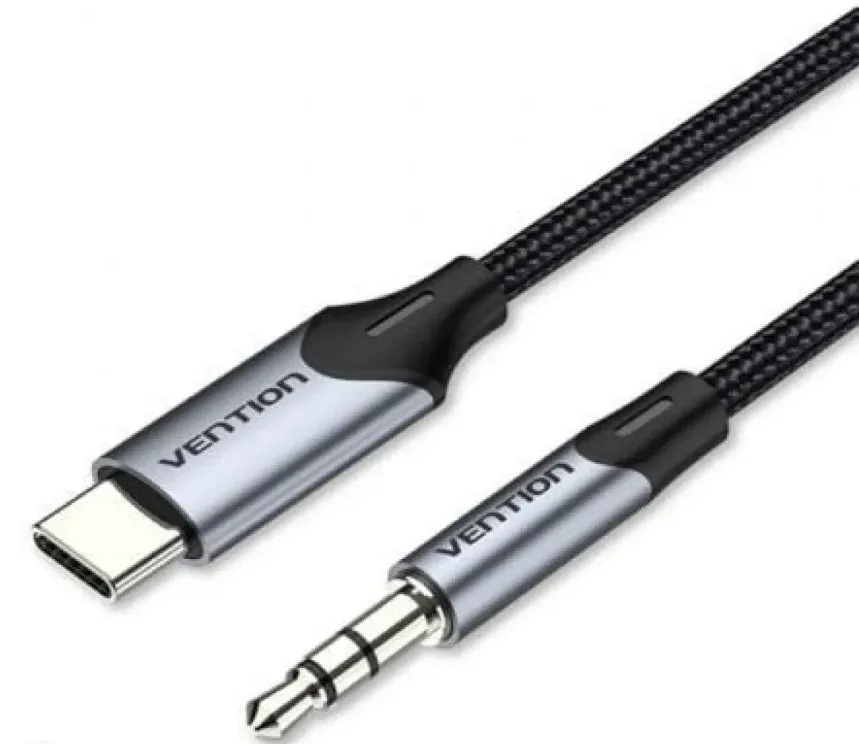 Cabo Conversor Audio Vention BGKHF/ USB Tipo-C Macho – Jack 3.5 Macho/ 1m/ Gris