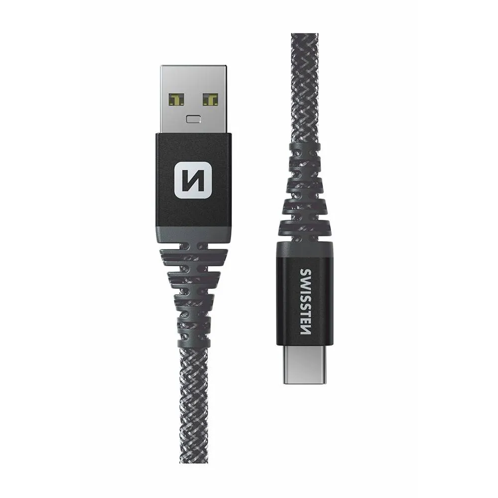 Cabo Swissten Kevlar USB-A p/ USB-C 60W 1.5m Antracite