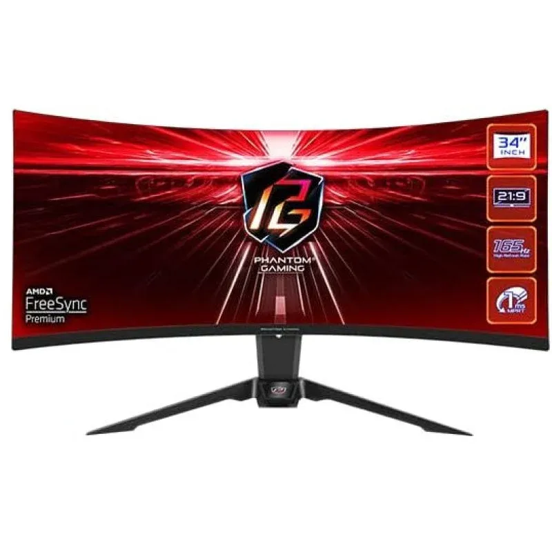 AsRock PG34WQ15R2B 34" LED UWQHD 165Hz FreeSync Premium Wifi Curvo