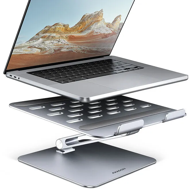Suporte Elevatório AXAGON STND-LQ para Portáteis Regulável Aluminio