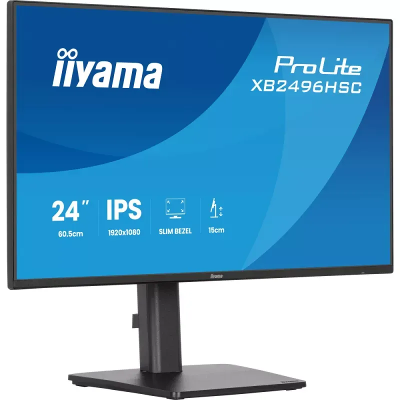 iiyama ProLite XB2496HSC-B1 - Monitor LED - 24" (23.8" visível) - 1920 x 1080 Full HD (1080p) @ 144 Hz - IPS - 300 cd/m² - 1500:1 - 3 ms - HDMI, USB-C - altifalantes - preto, mate