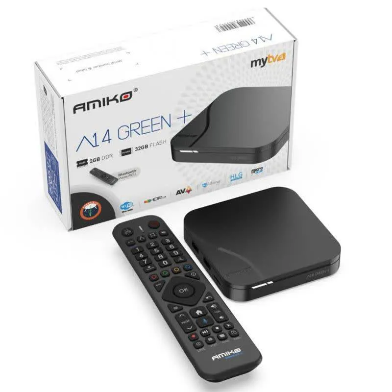 Box IPTV Android OTT Amiko A14 Green+ 2GB/32GB 4K 2160p MyTV 3