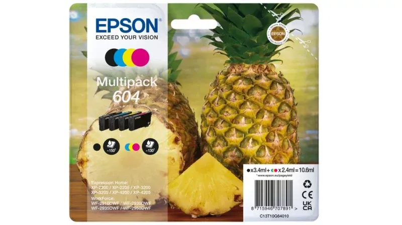 Tinteiros Epson MULTIPACK 4 604 CORES - WF-2910/ 293X/ 2950, XP-220X/ 320X/ 420X