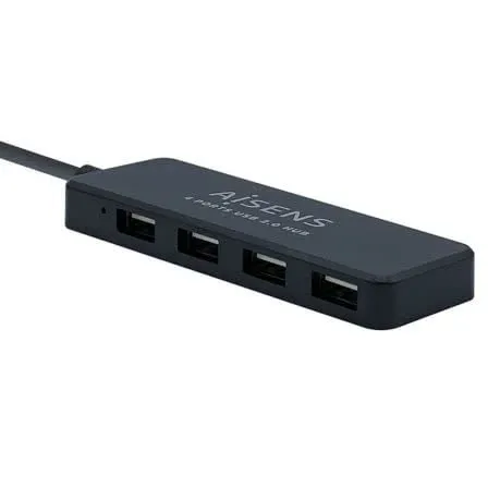Hub USB 2.0 4 Portas 480 Mbit/s Aisens Preto