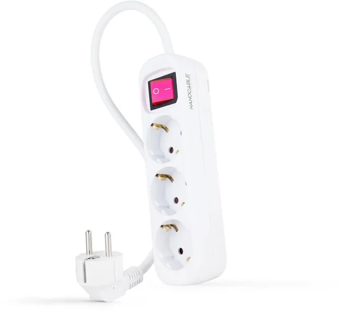 Régua Nanocable 3 Tomadas c/ switch 1.4 M Branco