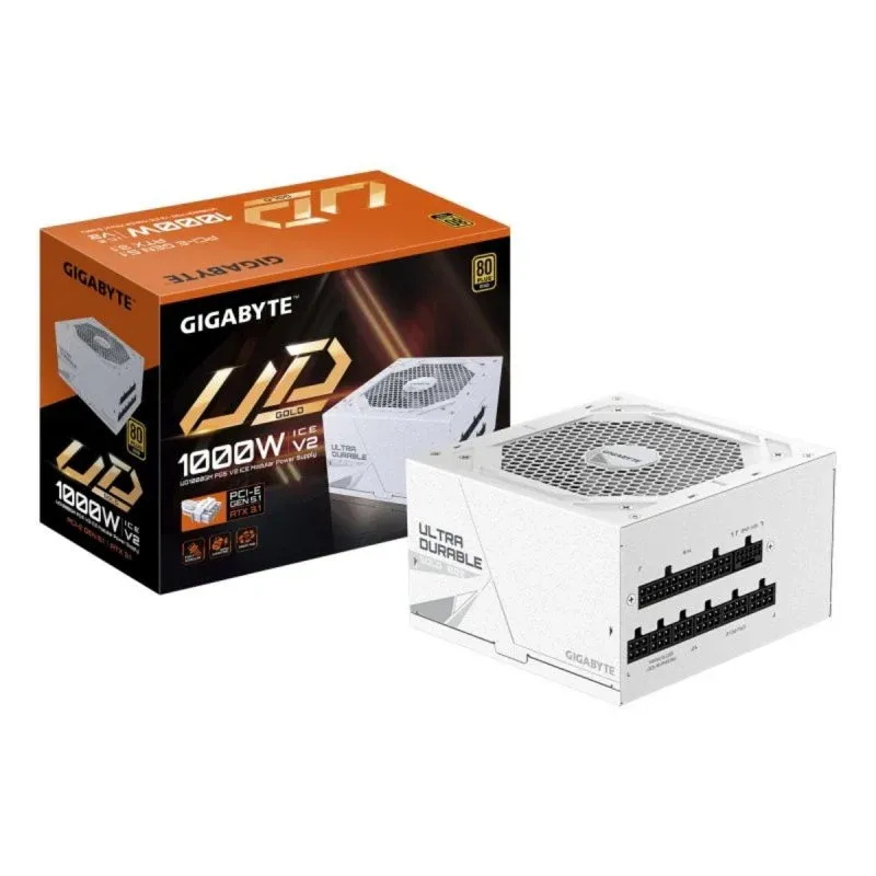 Fonte de Alimentação GIGABYTE 1000W 80 PLUS Gold UD1000GM PG5 V2 ICE Totalmente Modular branca