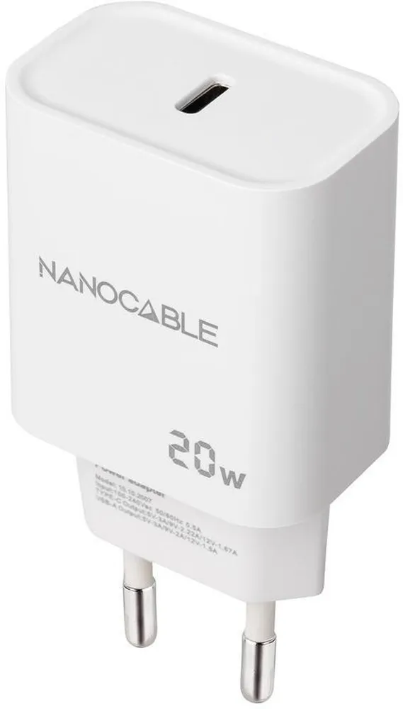 Carregador Nanocable USB-C PD 20W Branco