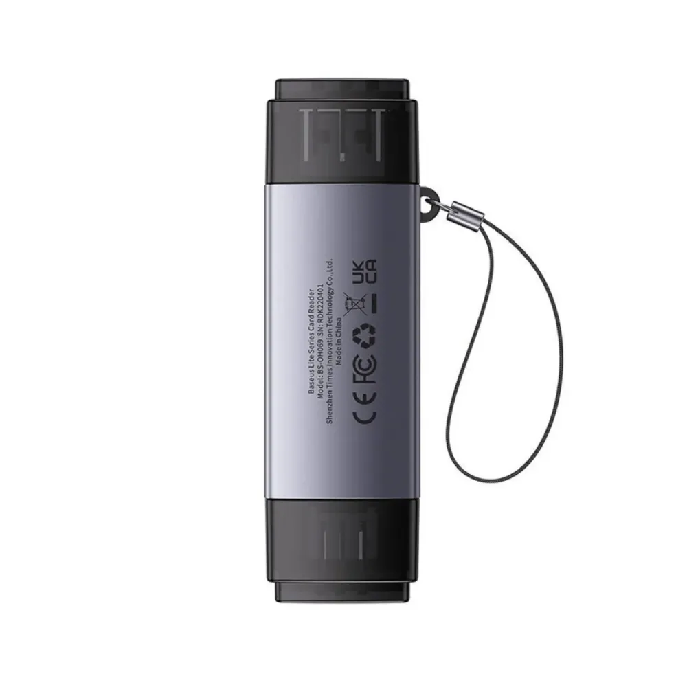 Leitor de Cartões Baseus Lite Series USB-A/USB-C para TF/SD Cinzento