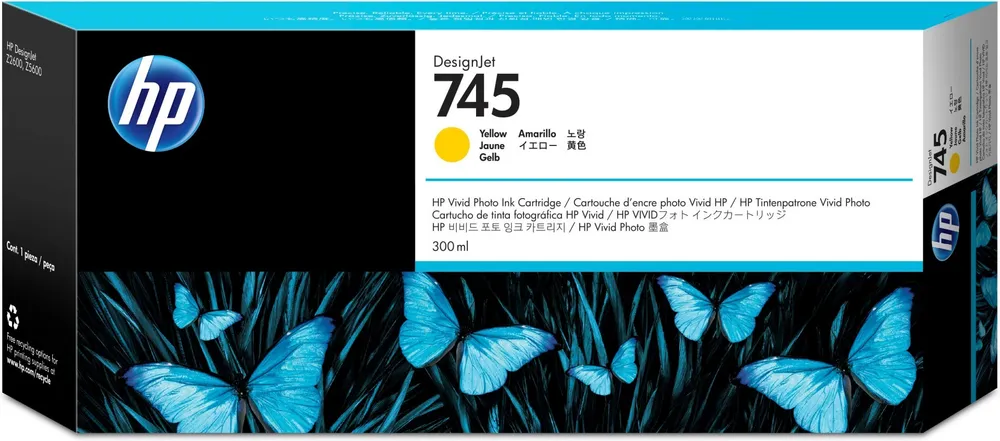HP 745 300-ml DesignJet Yellow Ink Cartridge F9K02A