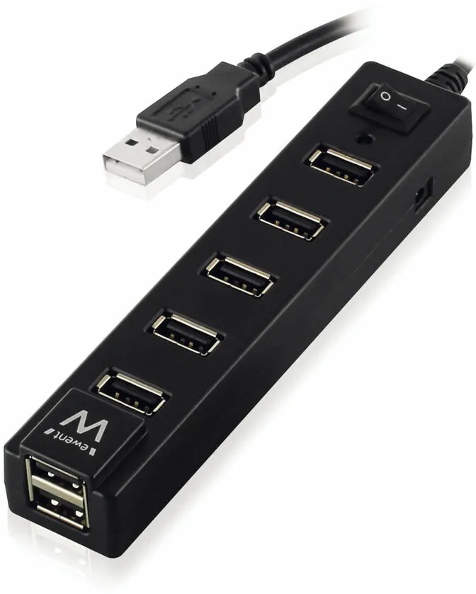 Hub USB Ewent 7 Portas USB 2.0 Botão On/Off
