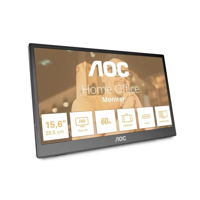AOC T2 16T3EA Monitor 15.6" Full HD 60Hz IPS USB-C Autopivot Flicker-Free VESA