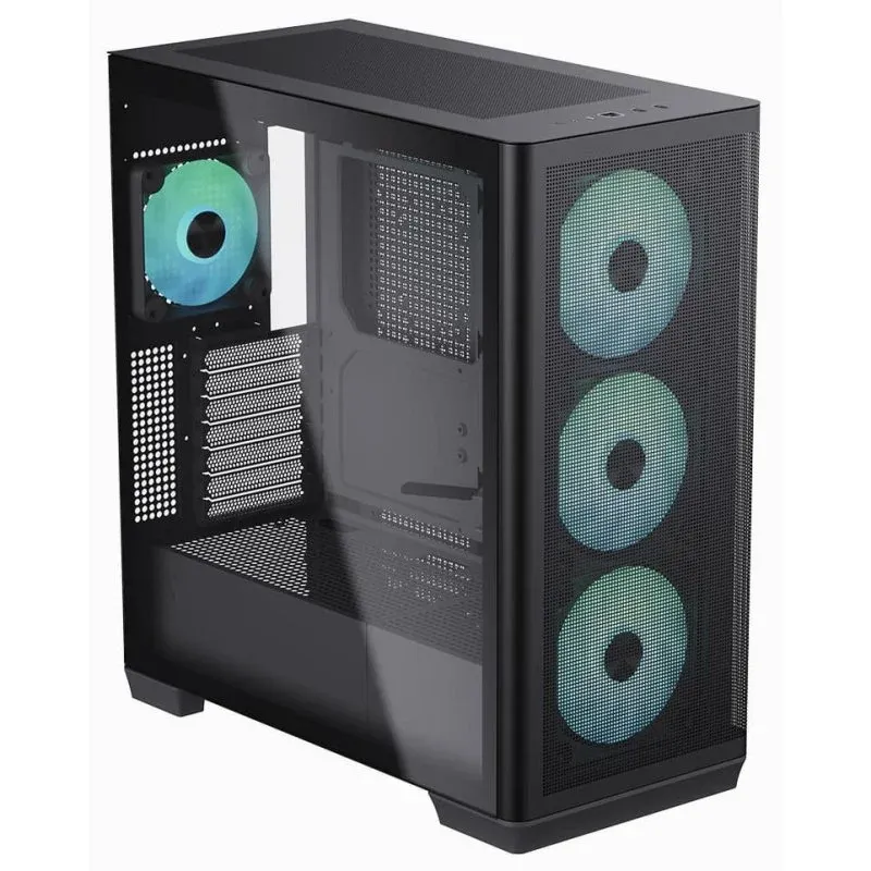 Caixa de Computador APNX C1 RGB Midi Tower Vidro Temperado USB-C Preta