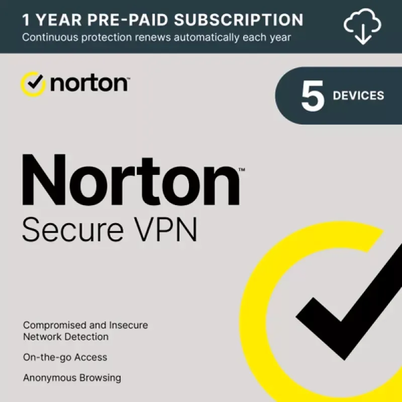 NORTON VPN STANDARD ESD PO 1 USER 5 DEVICE 12MO GENERIC RSP DRMKEY GUM FTP