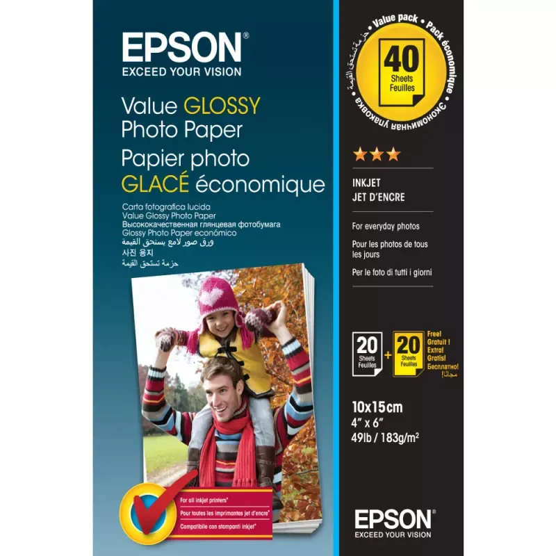 VALUE GLOSSY PHOTO PAPER10X15 2X20H