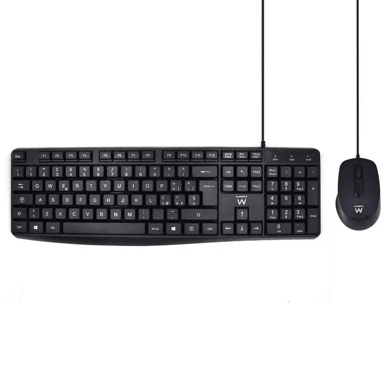 Teclado Ewent EW3005 membrana completo com rato ótico 1000 dpi italiano preto