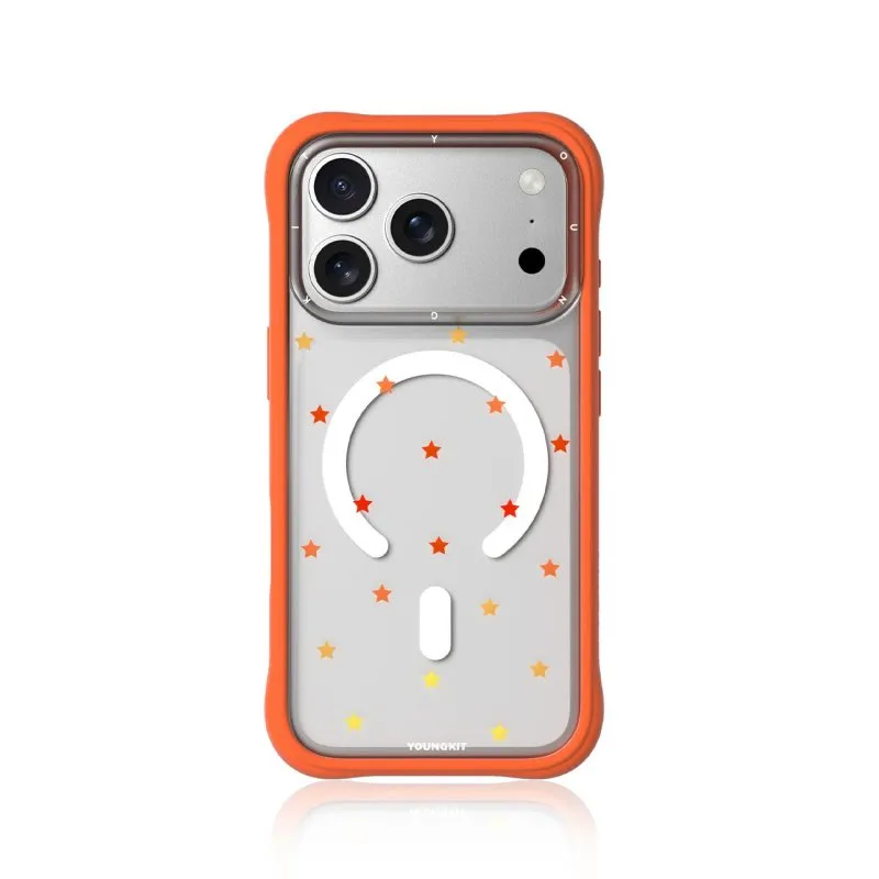 Funda para telemóvel Youngkit CH Star Dot Magnética Transparente Silicona Laranja para iPhone 17 Pro