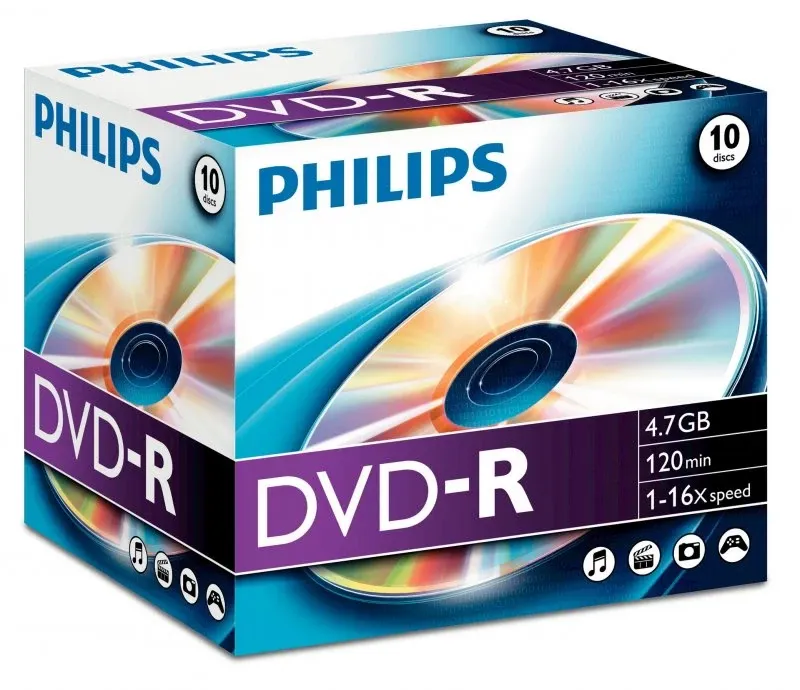 Philips DVD-R 4,7GB 16X Jewel Case (10 unidades)