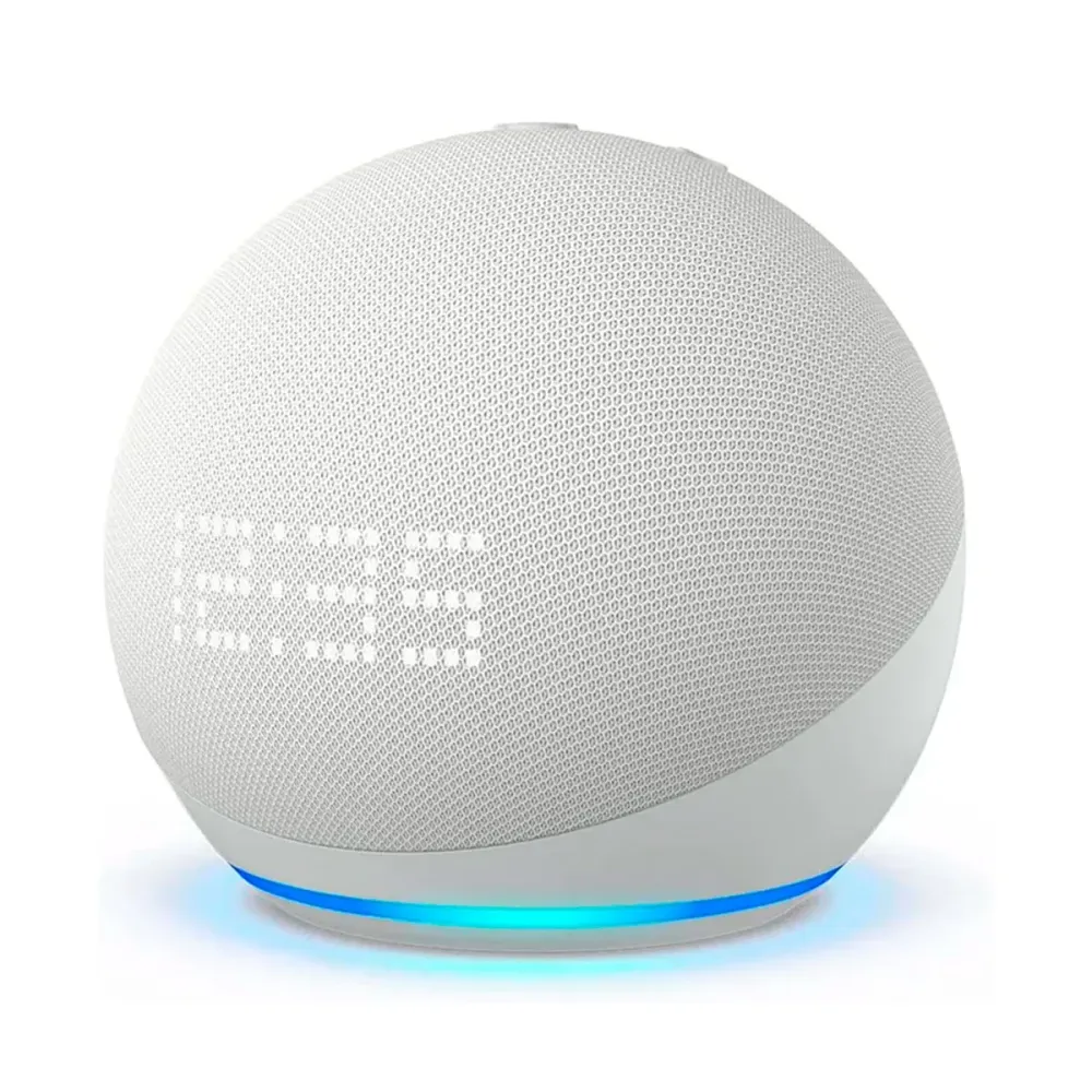 Assistente Virtual Amazon Echo Dot 5ª Geração com Relógio Branco