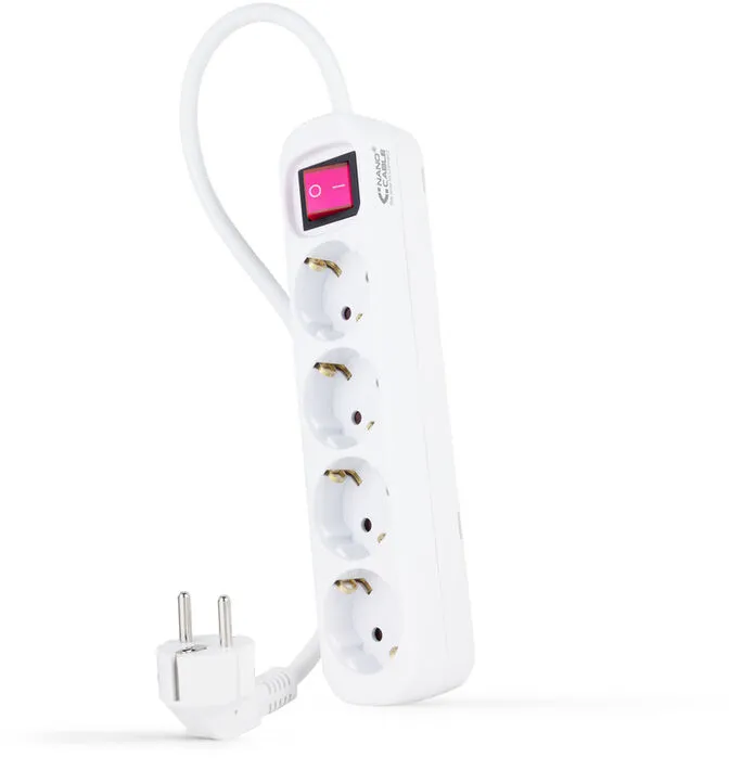 Régua Nanocable 4 Tomadas com switch 1.4 M Branco