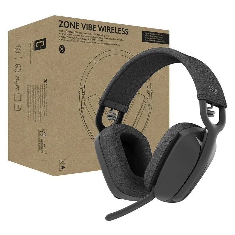 Auriculares Logitech Zone Vibe Inalámbricos Bluetooth com Cancelamento de Ruído para Teams Grafite