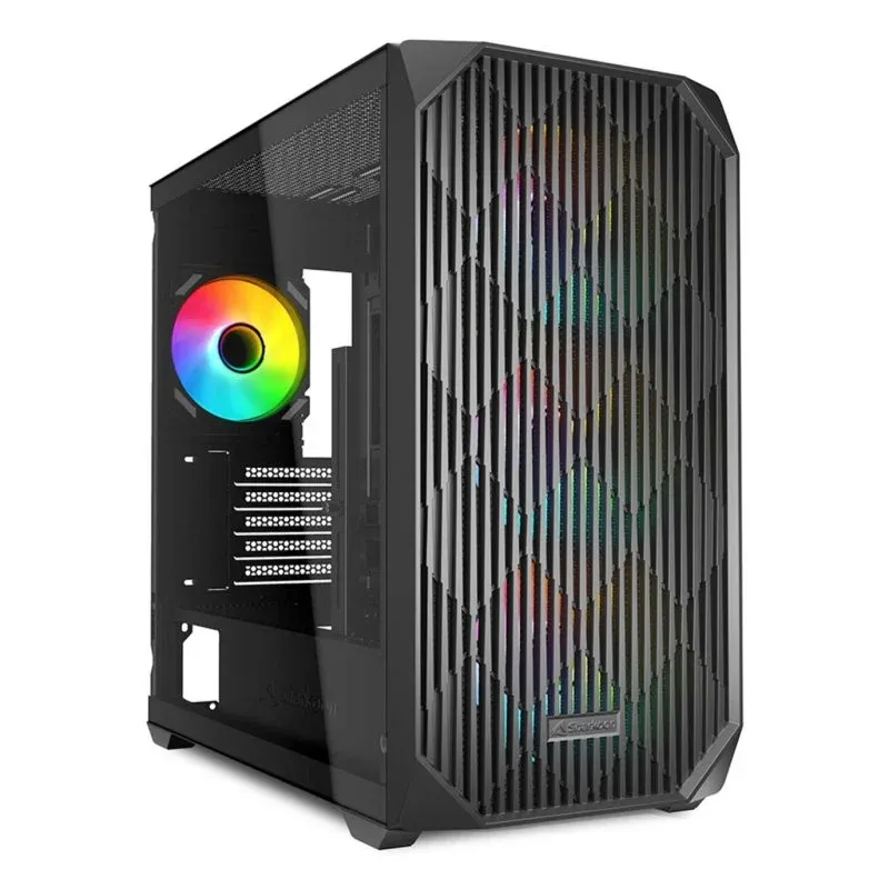 Caixa de Computador Micro Torre Sharkoon MK3 RGB Painel Cristal Temperado 4 Ventiladores USB-C Micro Torre Sharkoon MK3 RGB Painel Cristal Temperado 4 Ventiladores USB-C