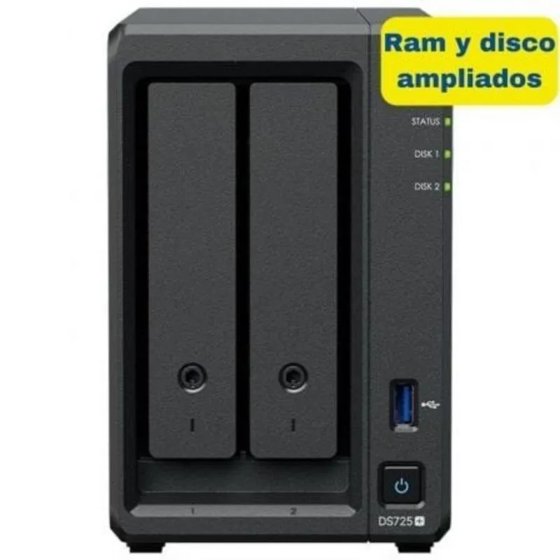 NAS Synology Diskstation DS725+ 2 Baías 3.5"/2.5" 8GB DDR4 Formato Torre