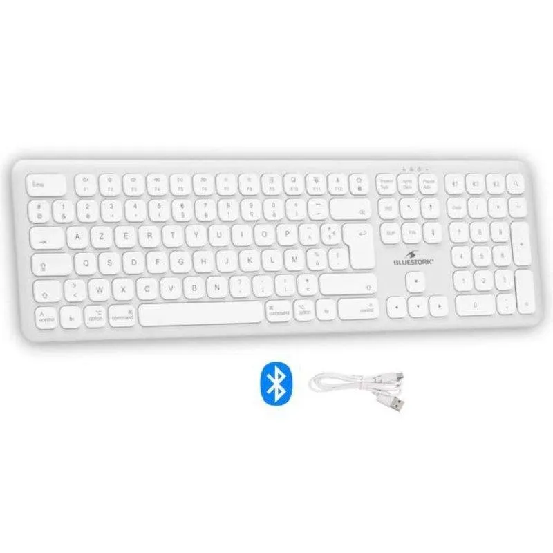 Teclado Bluestork Kb Bt Mac V2 Bluetooth AZERTY completo branco