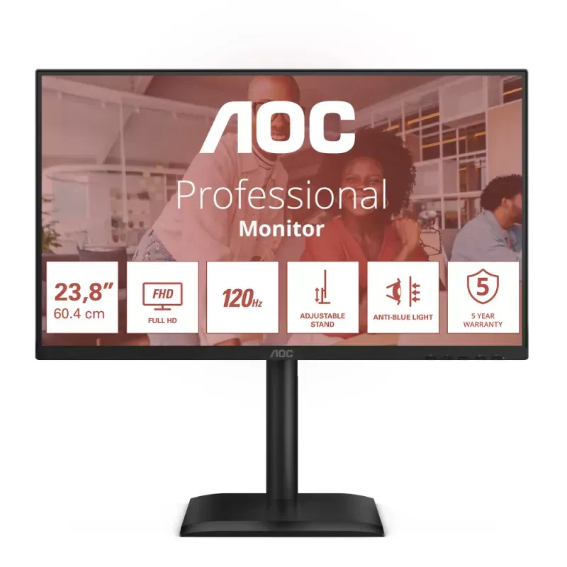 AOC MONITOR IPS 24" (23.8) FHD 120HZ HDMI DP USB-C COLUNAS HAS PIVOT 24E4CV