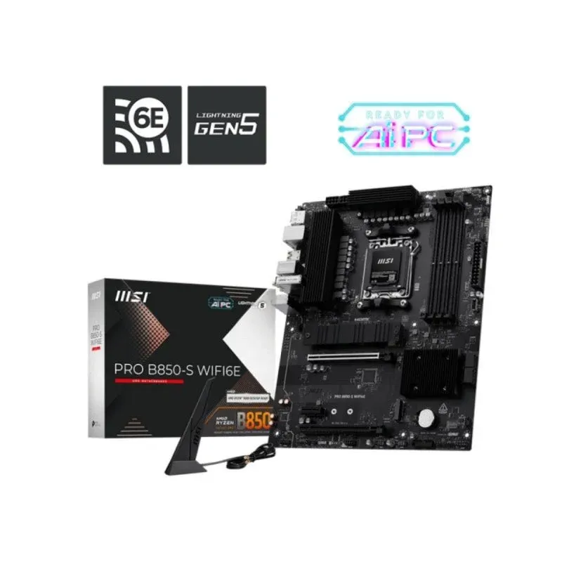 MSI PRO B850-S WIFI6E Motherboard ATX AM5 DDR5 M.2 Dual LAN RGB
