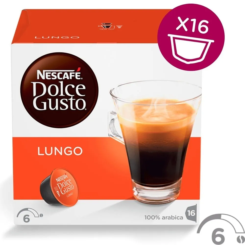 Pack 16X Cápsulas Nescafé Dolce Gusto Lungo