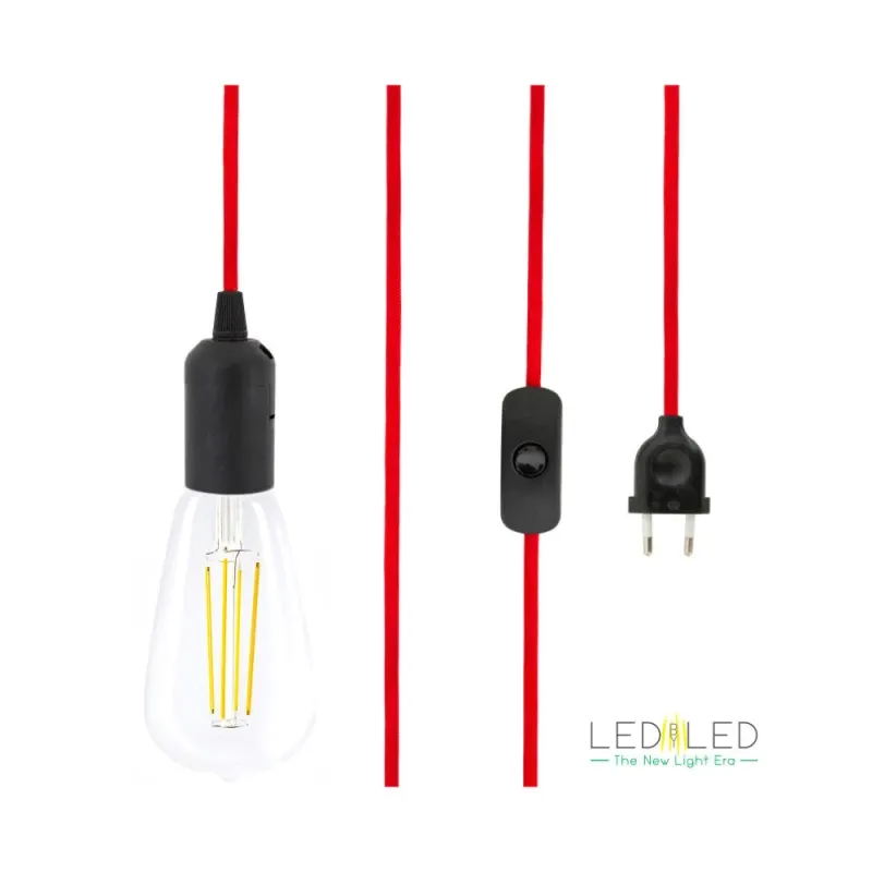 Candeeiro tecto LEDbyLED Jake (preto/vermelho)