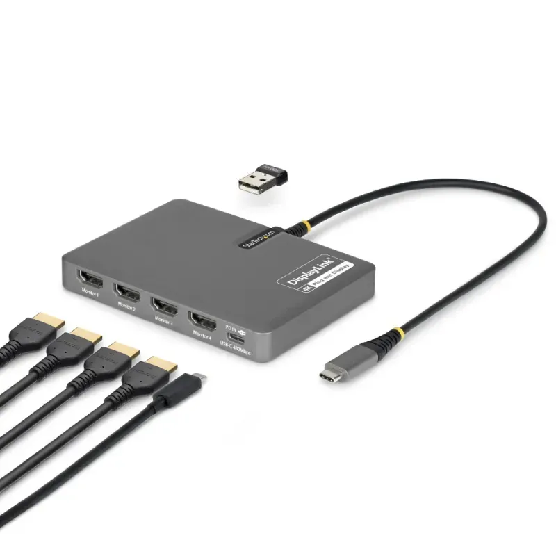 Startech - Estação de engate - para portátil - USB-C - 4 x HDMI - Compatível com TAA