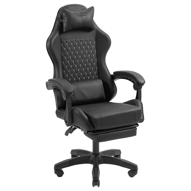 Mars Gaming MGC-X Cadeira Gaming Reclinável em Pele Sintética com Apoio para Pés e Suporte Lombar Preta