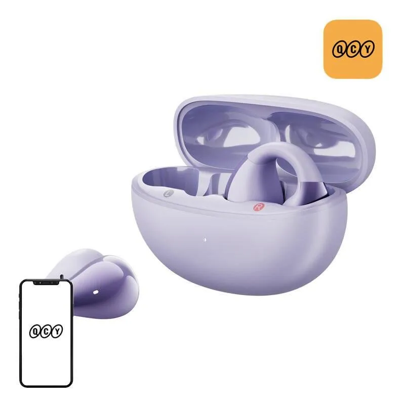 Auriculares QCY Crossky Clip C30 Bluetooth 5.4 sem fios para desporto roxo