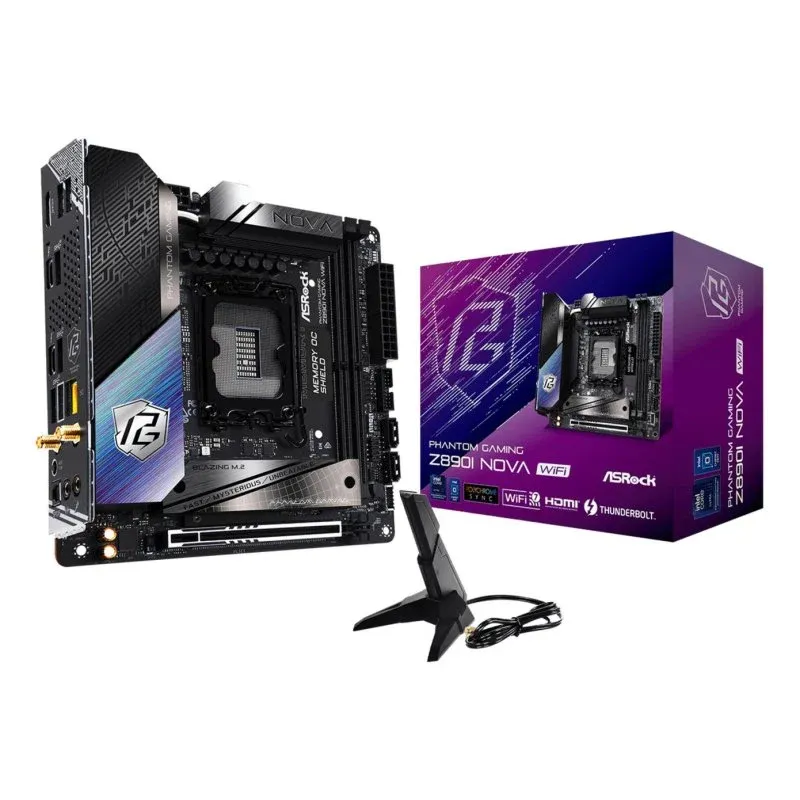 ASRock Phantom Gaming Z890I Nova WiFi Motherboard Mini-ITX Z890 LGA1851 DDR5 PCIe 5.0 Thunderbolt 4 5GbE Wi-Fi 7 BT 5.4