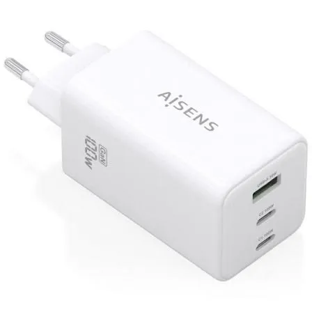 Carregador GaN 100W 2x USB-C PD3.0 QC4.5 QC5.0 1x USB-A QC3.0 (Branco) - AISENS