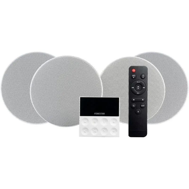 Fonestar KS-WALL 4 Kit Amplificador de Parede e 4 Altifalantes de Teto Bluetooth/USB/FM/AUX