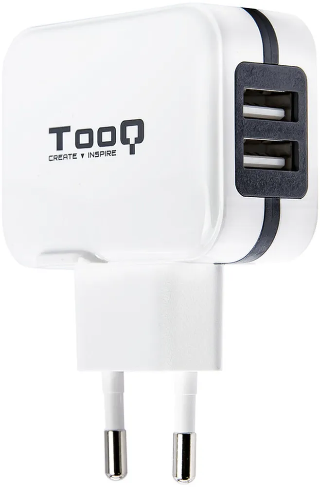 Carregador Tooq 2x USB 5V 3.4A com Controlo AI Branco