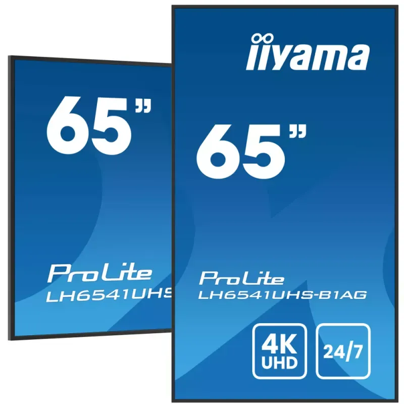 iiyama ProLite LH6541UHS-B1AG - 65" Classe Diagonal (64.5" visível) ecrã LCD com luz de fundo LED - sinalização digital - 4K UHD (2160p) 3840 x 2160 - moldura preta com acabamento brilhante