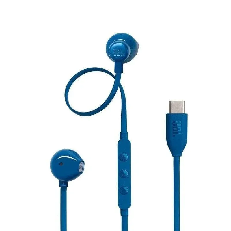 Auriculares JBL Tune 305C com cabo USB-C Hi-Res para chamadas e música azul