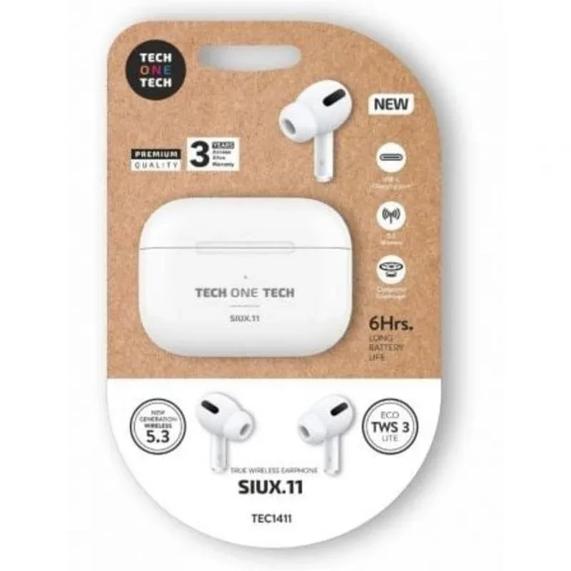 Auriculares Tech One Tech SIUX.11 sem fios Bluetooth TWS autonomia 24h brancos