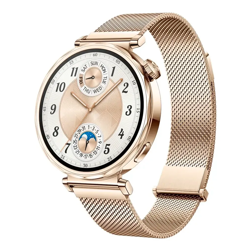 Smartwatch Huawei Watch GT 5 41mm Bracelete Malha Milanesa Dourada